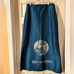 90s long, metallic blue Dollhouse skirt, size 11/12 EUC
